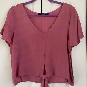Dusty Rose tie front top